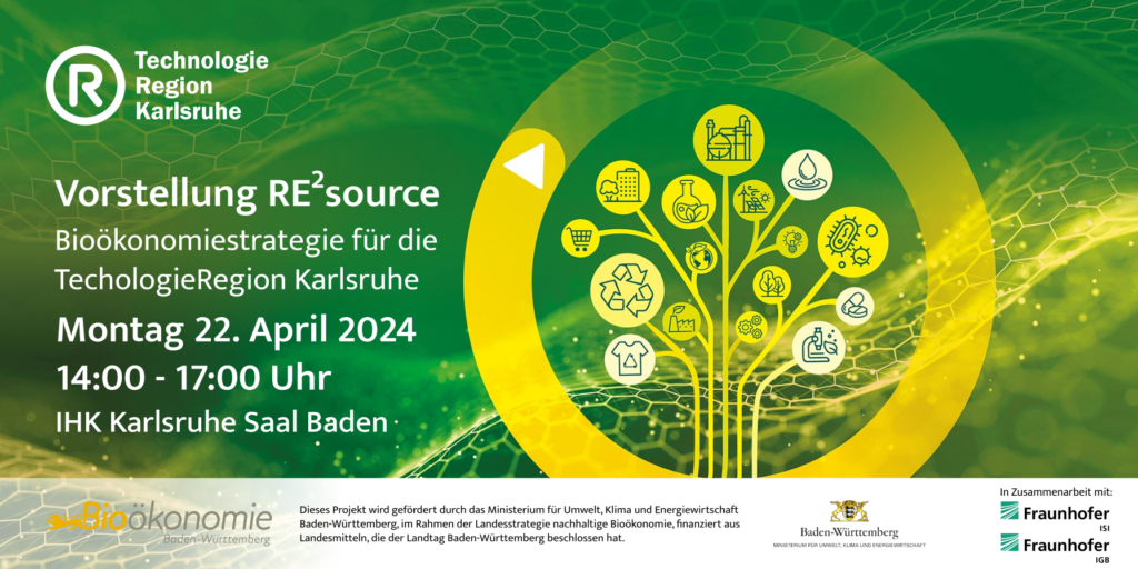 Présentation de RE²source - Stratégie bioéconomique pour la région technologique de Karlsruhe le lundi 2. avril 2024 à la Chambre de commerce et d'industrie de Karlsruhe