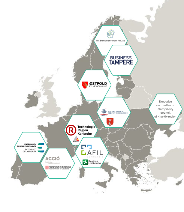 Europakarte: Übersicht CHARGE-Projektpartner mit assoziierten Policy-Authoritäten: